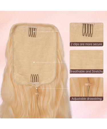 32 Inch Drawstring Ponytail Extension for Women - Long Curly Natural Wavy Hairpiece in Light Ash Brown mix Bleach Blonde - Ideal for Daily Use and Parties - Buy Online on GoSupps.com