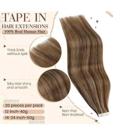 Buy Hetto Tape-In Real Hair Extensions - Brown & Dark Brown #P4/27 | Remy Hair 55cm 50g - Buy Online on GoSupps.com