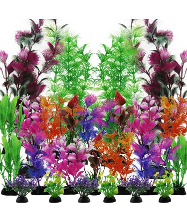 PietyPet 25 Pack Aquarium Plants, Fish Tank Decoration Colorful Artificial Fish Tank Decor Plants Aquarium Decorations for Household and Office Aquarium Simulation, Small to Large and Tall