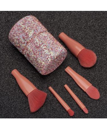 Buy XhuangTech 5Pcs Makeup Brush Set Premium Synthetic Brushes with Bling Rhinestone Case for Flawless Foundation Powder and Eye Makeup (Pink) International Shipping Available - Buy Online on GoSupps.com