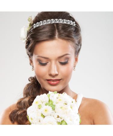 Rhinestone Wedding Headband Set - Crystal Flower Girl Crown Tiara for Bride & Bridesmaids - Faux Pearl Headdress for Wedding Party - Buy Online on GoSupps.com