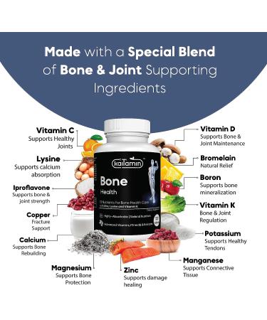 Kaitamin Bone Health Supplement with 13 Key Nutrients - Supports Natural Bone Density, Joints, and Restoration - 120 Tablets - Buy Online on GoSupps.com