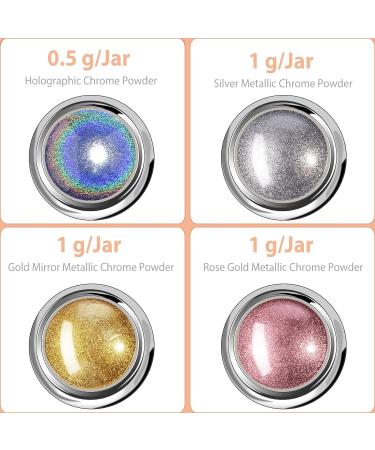 Valentine's Day Birthday Gifts: Chrome Nail Powder Glitters - Holographic Silver Rose Gold Mirror Effect - Buy Online on GoSupps.com
