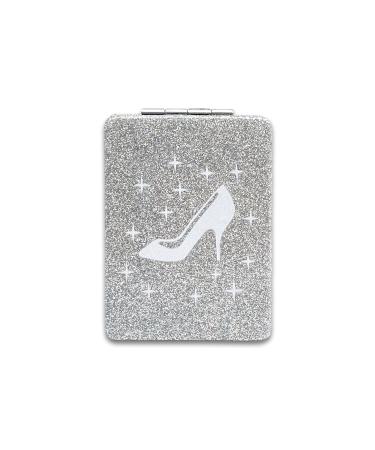 12 Pcs Sweet 15 High Heel Silver Compact Mirror Square Glitter Pu Leather Makeup Mirror Recuerdos De Mis A os Birthday Party Favors for Girl