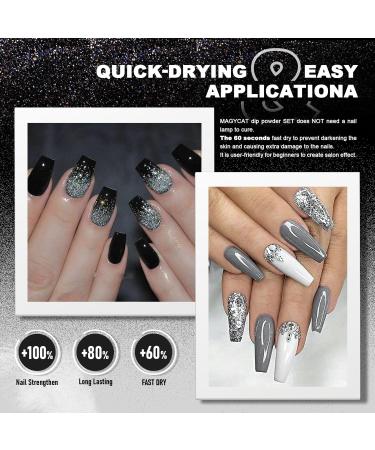 8 Colors Dip Powder Nail Set - Classic Black White & Gray Collection | DIY Glitter Pastel Nail Kit for Women | No Nail Lamp Required - Buy Online on GoSupps.com