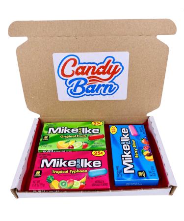 Mike and Ike Sweets Minis Gift Box Hamper American Candy Chewy Fruit Flavoured Sweet - Original - Berry Blast - Tropical Typhoon