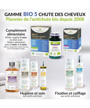 BIO 5 Chute des Cheveux Anti-Chute Bio 90 Comprim s (3 Mois) Cheveux Fins & Clairsem s Compl ment Alimentaire Homme & Femme Fabriqu en France - Buy Online on GoSupps.com