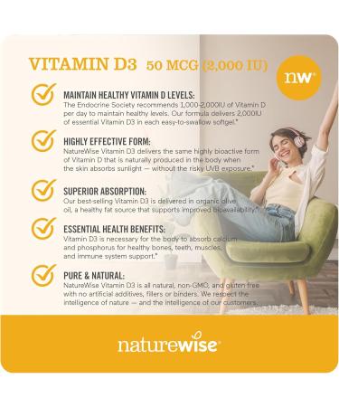 NatureWise Vitamin D3 4000iu and 2000iu (360 Count) Healthy Muscle Bone Teeth and Immune Support - Buy Online on GoSupps.com