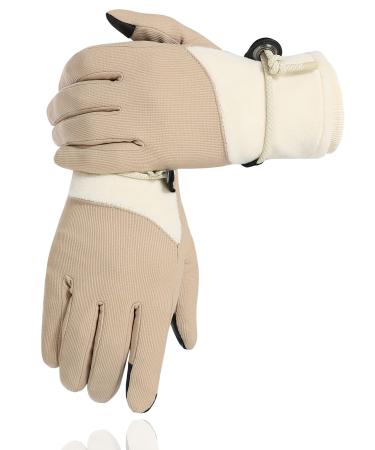 BENEUNDER Warm Fleece Touch Screen Gloves: Windproof Good-Grasping Gloves for Cold Weather Brown Medium