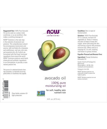 NOW Solutions Avocado Oil 16-Oz - Pure & Moisturizing Hydration - Buy Online on GoSupps.com
