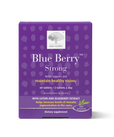 New Nordic Blue Berry Strong | Eye & Vision Support Supplement | Lutein Eyebright & Bilberry | Swedish Made | 60 Tablets (Pack of 1) 60 Count (Pack of 1)