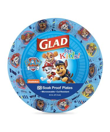 Glad for Kids Paw Patrol Paper Plates, 20 Count, 8.5 Inches | Disposable Paw Patrol Plates for Kids | Heavy Duty Disposable Soak Proof Microwavable Paper Plates for All Occasions 8.5" Plates - 20 ct