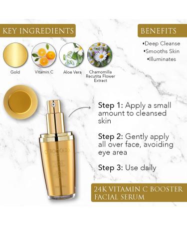 OROGOLD 24K Vitamin C Booster Facial Serum - Anti-Aging & Skin Brightening Formula - 30ml/1 Fl. Oz - Buy Online on GoSupps.com