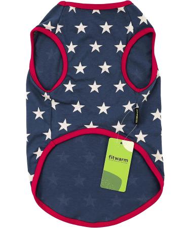 Fitwarm Patriotic Star Dog Shirt - 4th of July Memorial Day Independence Day Holiday Clothes for Small Dogs - Breathable Cotton in Red, Navy Blue, White - Medium - Buy Online on GoSupps.com