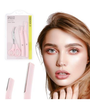 Forever 21 Eyebrow Kit - 3pc Brow Trimmer & Razor Set for Precision Eyebrow Shaping & Grooming | BLACK Eyebrow Razor and Scissors with Comb Eyebrow Trimming Kit For Women