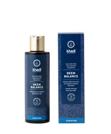 khadi NEEM BALANCE Ayurvedic Elixir Shampoo, soothes irritated and flaky scalps, 100% natural, vegan and free of synthetic ingredients, Certified natural cosmetics, 200ml