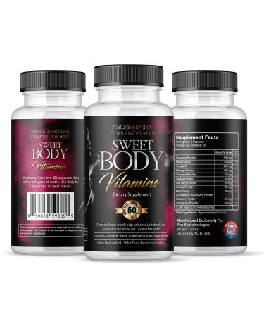 SweetBody Vitamins - Reduces Sweating and Eliminates Body Odor by Promoting a Balanced pH Level in The Body (1 Bottle - 60 Capsules)