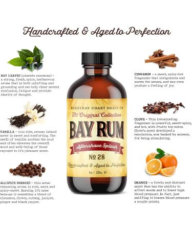 Buy Bay Rum Aftershave Splash for Men - Authentic Bay Oils from Dominican Republic - Natural Ingredients - 4oz - Barberry Coast Shave Co - Buy Online on GoSupps.com