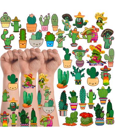 Cactus Temporary Tattoos 12 Sheets 140 Pieces Mexican Themed Tattoos Stickers Fiesta Party Decoration Supplies Party favors for Kids Adults