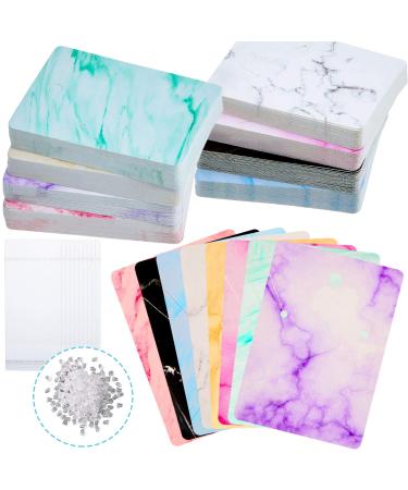 800 Pieces Earring Cards Marble Design Jewelry Display Card Holder Set  200 Pieces 8 Colors Earring Cards 200 Pieces Self-Seal Bags and 400 Earring Backs for DIY Jewelry  Classic Style Cute Style