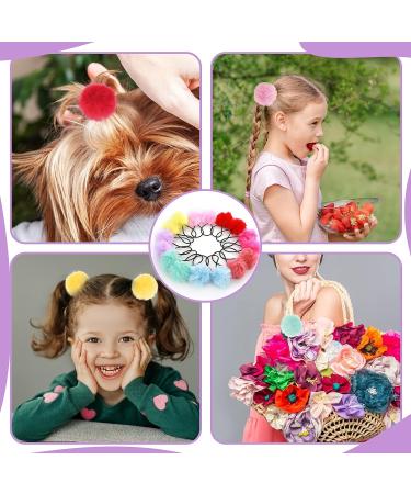 Pom Pom Hair Ties Set - 16PCS Elastic Fluffy Ponytail Holders for Girls, Toddlers, Women - Cute Hair Accessories - 8 Colors/2 inches - Buy Online on GoSupps.com