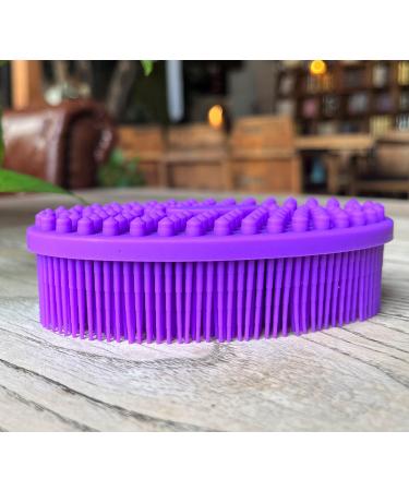 Premium Sensory Brush for Kids or Autism Soft Silicone Body Scrubber 2 in 1 Sensory Room Occupational Therapy Sensory Brushes Silicone Loofah Pets Shower Brush Bath Brush Shampoo Brush Oval-purple