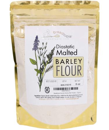 Breadtopia Organic Diastatic Malt Powder 8 oz. | Non-GMO Malted Barley Flour | No Additives, No Sugar, & No Fillers | Milled from Whole Malted Barley Kernel