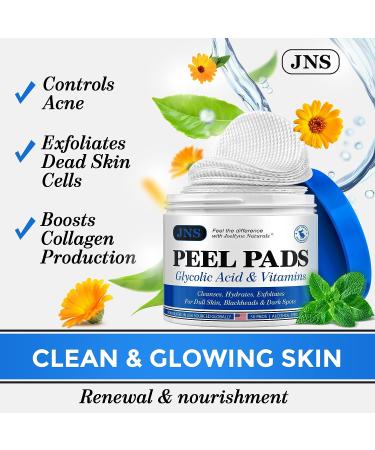 Natural Glycolic Acid Peel Pads for Acne, Dark Spots & Wrinkles - Made in USA | Exfoliating AHA Face Peel - Buy Online on GoSupps.com