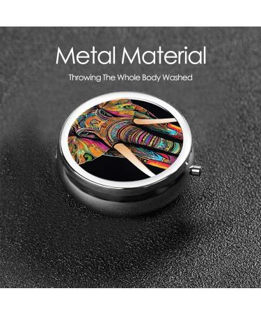 Colorful Elephant Round Pill Box | 3 Compartment Portable Travel Organizer for Vitamins & Medicine - Buy Online on GoSupps.com