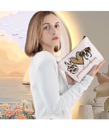 Levlo Boxer Dog Cosmetic Bag | Perfect Gift for Dog Owners | Peace Love Boxer Make-up Bag for Women & Girls - Buy Online on GoSupps.com