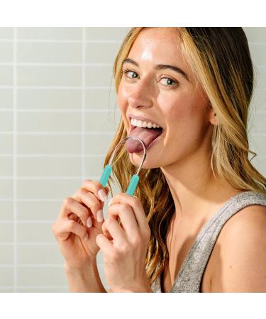 Stainless Steel Tongue Scraper for Adults - 2 Pack with Travel Cases | Reduce Bad Breath Fast | Metal Tongue Cleaner - Buy Online on GoSupps.com