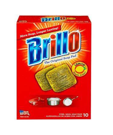 Brillo Steel Wool Soap Pads, Long Lasting, Lemon Scent Cleaning (Lemon, 10 Count (Pack of 1))
