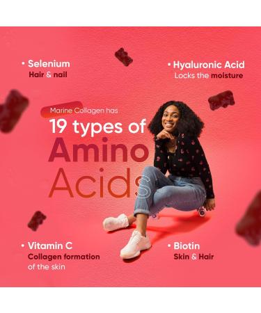 Marine Collagen Gummies with Hyaluronic Acid, Biotin, Selenium & Vitamin C - 60 Gummies for Women & Men - Buy Online on GoSupps.com