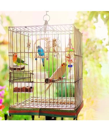 Allazone Bird Parrot Toys 14 PCS Hanging Bell Pet Bird Cage Hammock Swing Toy Bird Perch Toys Wooden Chewing Toy for Conures Love Birds Small Parakeets Cockatiels Macaws Style A - Buy Online on GoSupps.com