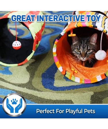 Pet Magasin Collapsible Cat Tunnel Toys (2 Pack) for Small to Large Pets - Interactive Tubes with Balls and Crinkle Peep Hole - Buy Online on GoSupps.com
