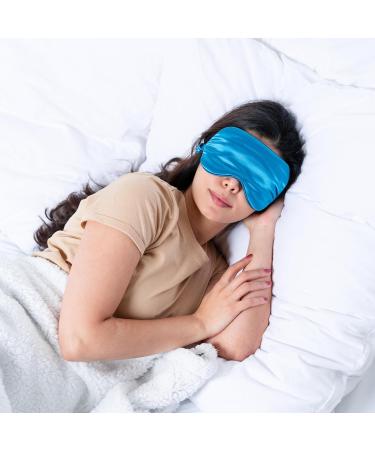 Shop 100% Mulberry Silk Sleep Mask | Luxury Light Blocking Eye Mask for Women | Adjustable for Side Sleepers | Gift in Blue Jewel - Buy Online on GoSupps.com