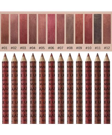 12 Colors Lip Pencil Matte Lip Liner Set Creamy Lip Pencil Smooth Soft Waterproof Long Lasting Makeup Gift Box for Women Girls - Buy Online on GoSupps.com