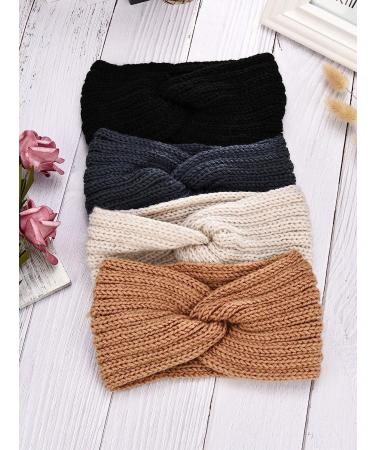 Chunky Knit Headband Set for Women - Black, Dark Grey, Camel, Beige - Buy Online on GoSupps.com