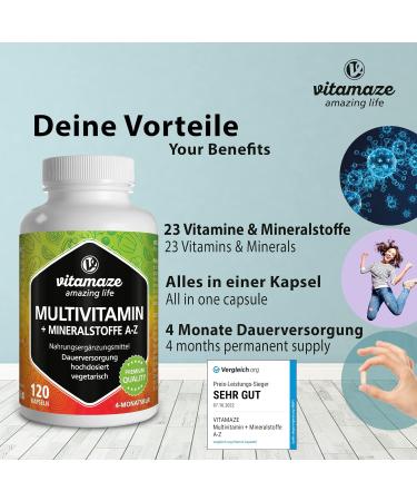 High Dose Multivitamin Capsules - 23 Essential Vitamins & Minerals - 120 Vegetarian Capsules for 4 Months - Buy Online on GoSupps.com