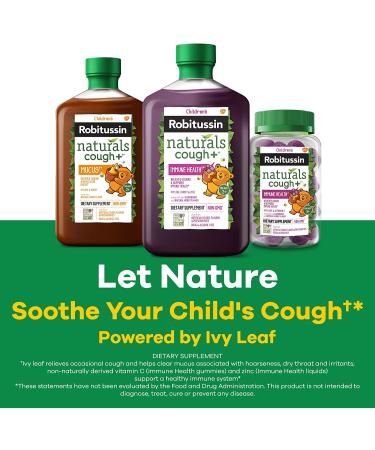 Children's Robitussin Naturals Cough Relief Gummies | Immune Support with Ivy Leaf & Vitamin C | 30ct Dietary Supplement | Ages 3 - Buy Online on GoSupps.com