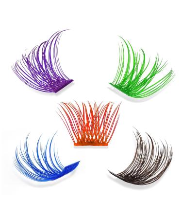 Colored Lash Clusters DIY Eyelash Extensions - 72 C/D Curl Individual Lashes in Brown, Blue, Purple, Green, Red - Thin Band DIT at Home - Volume Mix Color-D 16mm - Buy Online on GoSupps.com