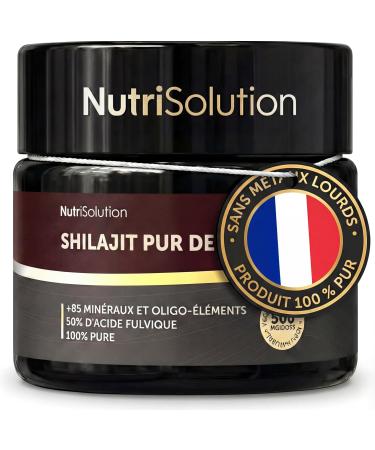 NutriSolution Shilajit Pur de l'Himalaya - R sine Authentique - 500 mg par Dose - 50% d'Acide Fulvique - +85 Min raux et Oligo- l ments - Vegan - nergie et Vitalit - Test en Laboratoire