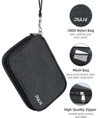 PULIV Weekly Pill Organizer - 7 Day Portable Pill Box with Stylish Bag 28 Compartments for Vitamins & Supplements - Ideal for Men - Buy Online on GoSupps.com