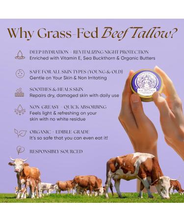 Eat My Face Grass Fed Beef Tallow Skin Care Bundle Face Moisturizer Night Cream & Deep Hydration Balm | Non-Greasy Daily & Nighttime Moisturizing Set 4 fl oz Each Made in USA - Buy Online on GoSupps.com