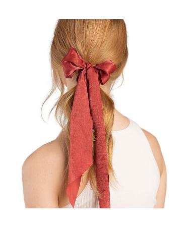 Kitsch Satin Hair Scarf Scrunchies - Stylish Bow Hair Ties for Women and Teens in Blush/Mauve - Buy Online on GoSupps.com
