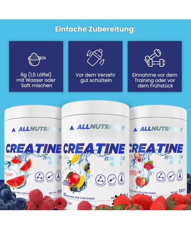 All-Nutrition Creatine Muscle Max - 500g Sugar-Free Creatine Monohydrate with Taurine for Enhanced Performance & Muscle Growth - Strawberry Flavor - Buy Online on GoSupps.com