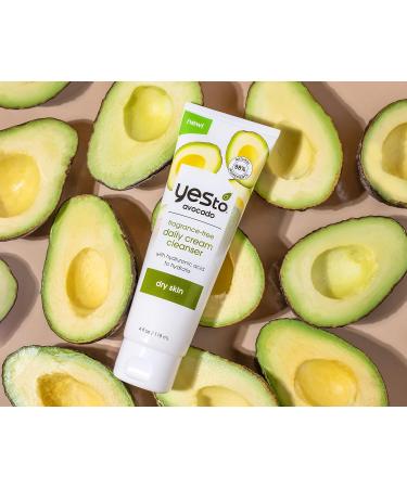 Yes To Avocado Hydrating Daily Cream Cleanser Bundle - Fragrance Free Vegan Face Wash with Hyaluronic Acid & Glycerin 4 Fl Oz + 1 Fl Oz Travel Size Natural & Cruelty Free - Buy Online on GoSupps.com
