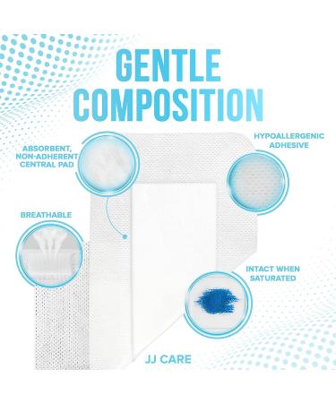 JJ CARE Adhesive Island Dressing Pack of 25 - 4x8 Sterile Bordered Gauze | Non-Stick Latex-Free Wound Dressing | Breathable & Highly Absorbent | 4x8 Inch - Buy Online on GoSupps.com