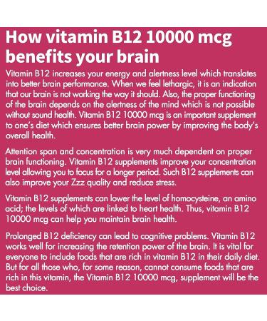 B12 Sublingual 10000 mcg Fast Dissolve Tablets | Methylcobalamin, Sugar Free, Vegan | Energy, Brain Function, Metabolism Support - 180 Cts - Buy Online on GoSupps.com