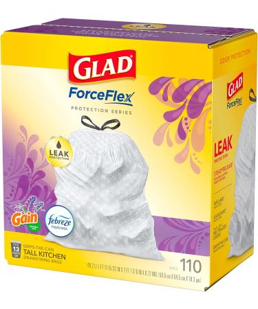 Glad ForceFlex 13 Gallon Kitchen Trash Bags, 110 Count - Gain Lavender with Febreze - Buy Online on GoSupps.com